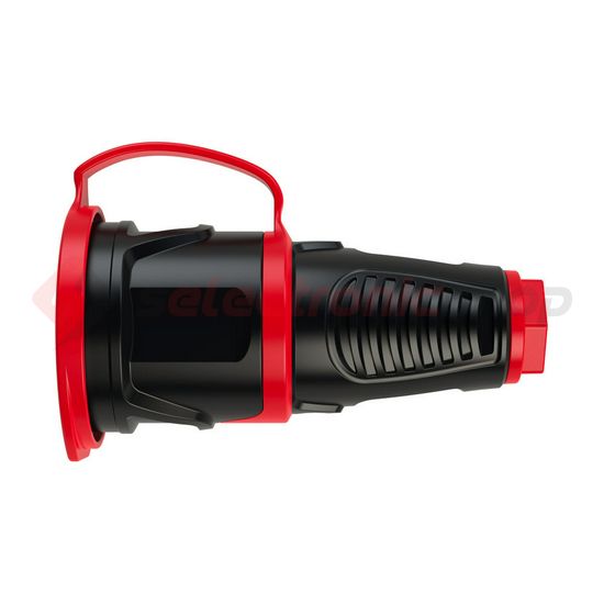 Dugalj lengő 2P+E piros gyűrűvel fedeles 16A 230V egyenes fekete gumi csavaros IP54 Taurus2 PCE - 2511-sr