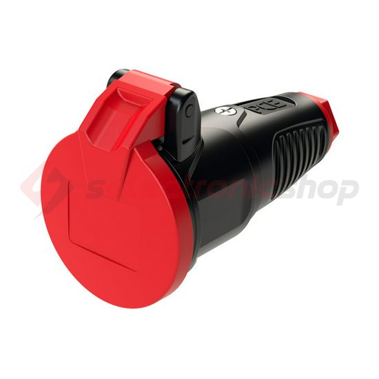 Dugalj lengő 2P+E piros gyűrűvel fedeles 16A 230V egyenes fekete gumi csavaros IP54 Taurus2 PCE - 2512-sr