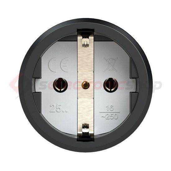 Dugalj lengő 2P+E piros gyűrűvel fedeles 16A 230V egyenes fekete gumi csavaros IP54 Taurus2 PCE - 2512-sr