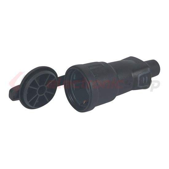 Dugalj lengő 2P+F 16A 230V egyenes fekete gumi csavaros IP44 LEGRAND - 050344