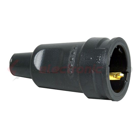 Dugalj lengő 2P+F 16A 250V egyenes gumi csavaros fekete IP20 Kopp - 180416066