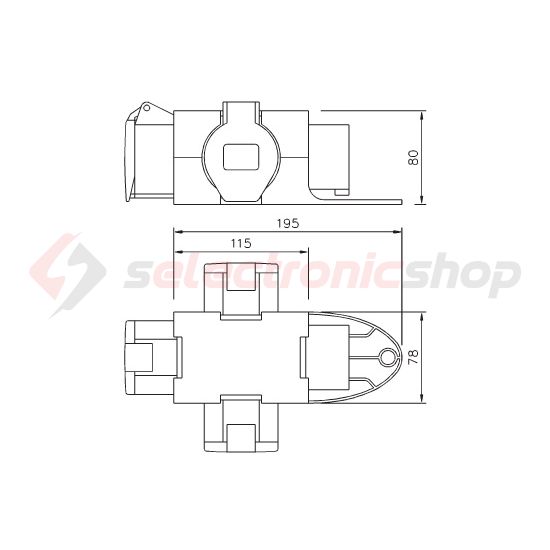 Dugaszoló elosztóadapter 16A/230V 3x16A3P230V hordozható IP44 PCE - 9430401