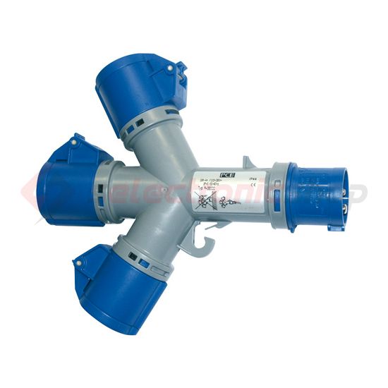 Dugaszoló elosztóadapter 16A/230V 3x16A3P230V műanyag hordozható IP44 szürke PCE - 9432000