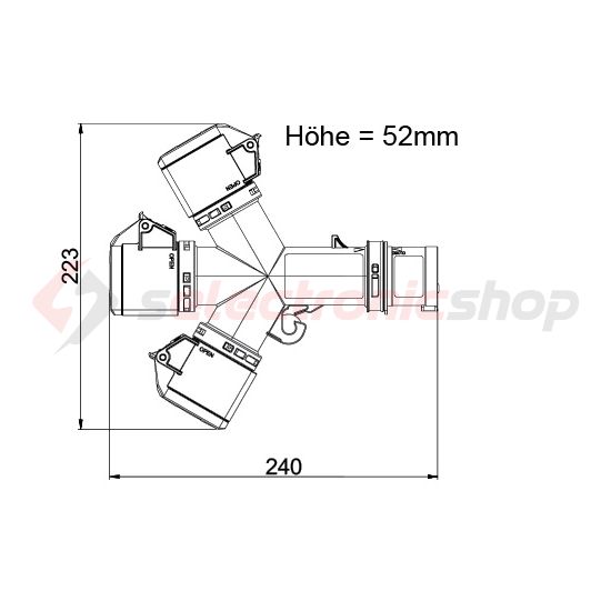 Dugaszoló elosztóadapter 16A/230V 3x16A3P230V műanyag hordozható IP44 szürke PCE - 9432000