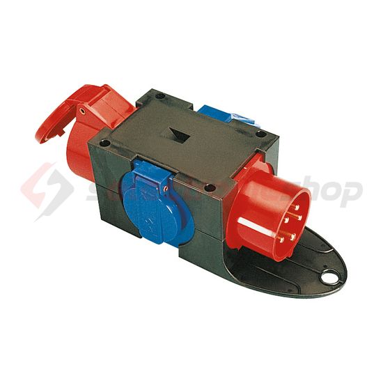 Dugaszoló elosztóadapter 16A/400V 1x16A5P400V 2x16A2P+E/230V műanyag hordozható IP44 PCE - 9430402