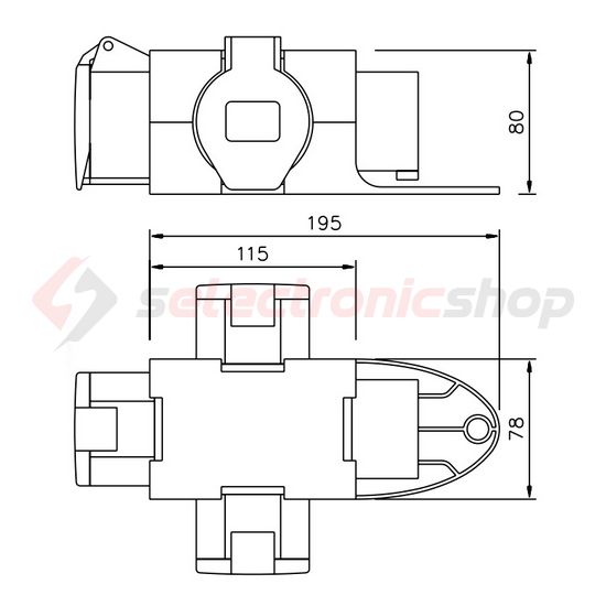 Dugaszoló elosztóadapter 16A/400V 3x16A5P400V műanyag hordozható IP44 PCE - 9430411