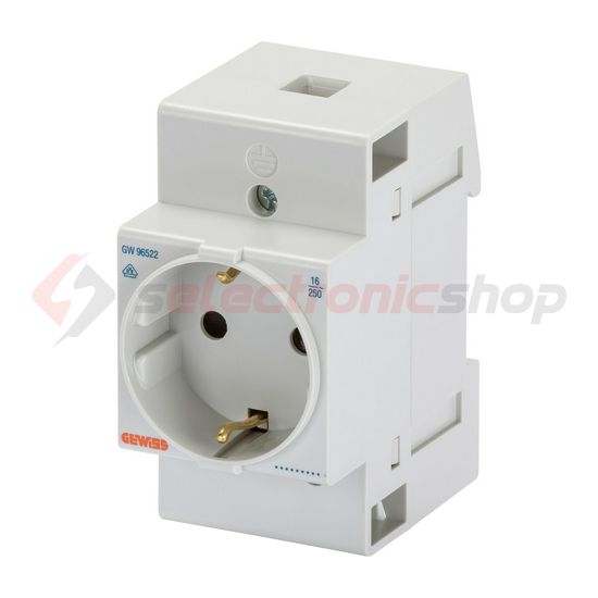 Dugaszolóaljzat 2P+F sínre sorolható 250V AC 16A földelt 2.5M 90AM GEWISS - GW96522
