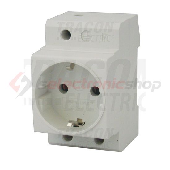 Dugaszolóaljzat 2P+F sínre sorolható fehér 16A 230V AC földelt 2.5M TRACON - C60-DAO