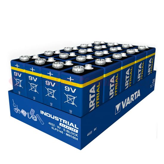 Elem 9V ipari 9V alkáli-mangán 6 LR 61 blokk Industrial VARTA - 4 022 211 111