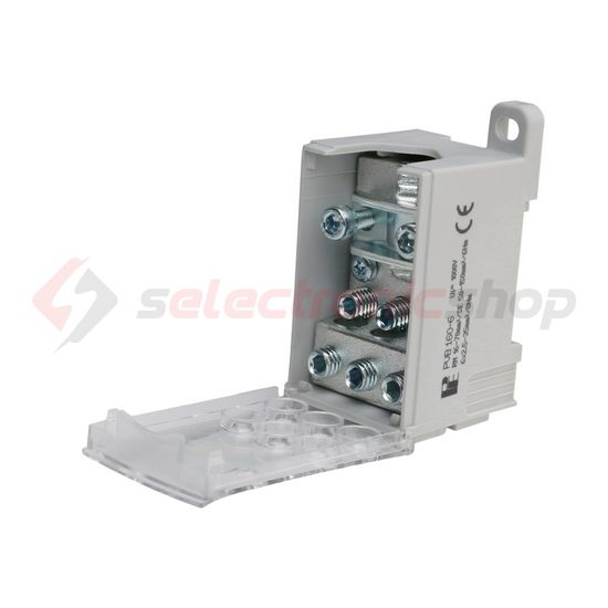 Elosztóblokk 160A 1x16-70+6x2,5-35mm2 szürke 1P csavaros kalapsínre PVB 160-6 Pollmann - 2080720