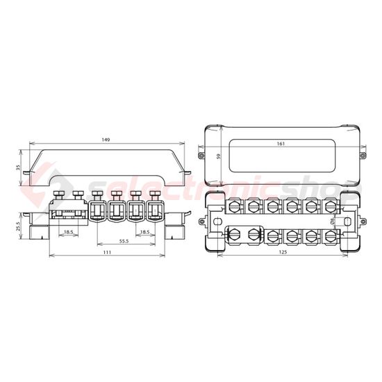 EPH-sín szigetelt réz moduláris 60mm x 60mm x 160mm burkolattal PAS 11AK DEHN - 563200