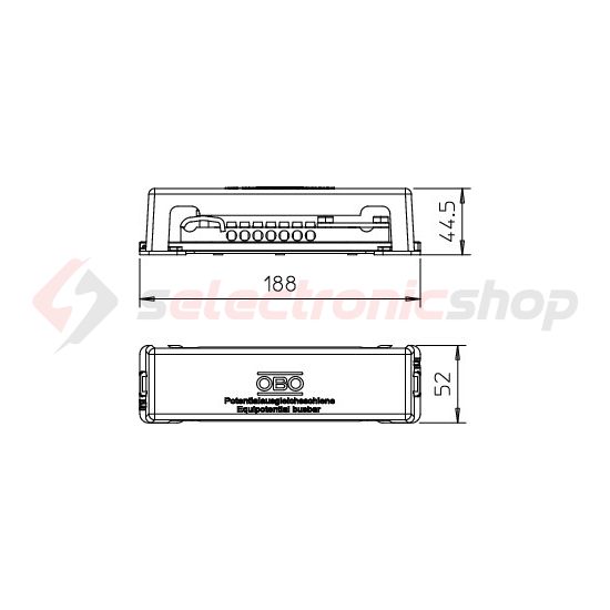 EPH-sín szigetelt sárgaréz fix 52mm x 44.5mm x 188mm burkolattal 1809 A OBO-BETTERMANN - 5015111