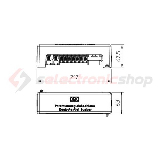 EPH-sín szigetelt sárgaréz moduláris 63mm x 68.5mm x 217mm burkolattal 1801 VDE OBO-BETTERMANN - 5015650