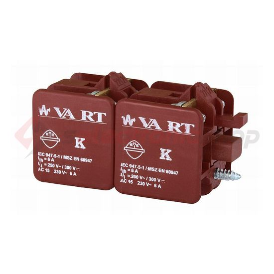 Érintkezőblokk vezérlőkészülékhez előlapra 2-z 2-ny 6A/AC15/230V csavaros VA Elektronika - K22