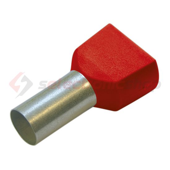 Érvéghüvely szigetelt iker 2x 1mm2 8mm piros Haupa - 270784