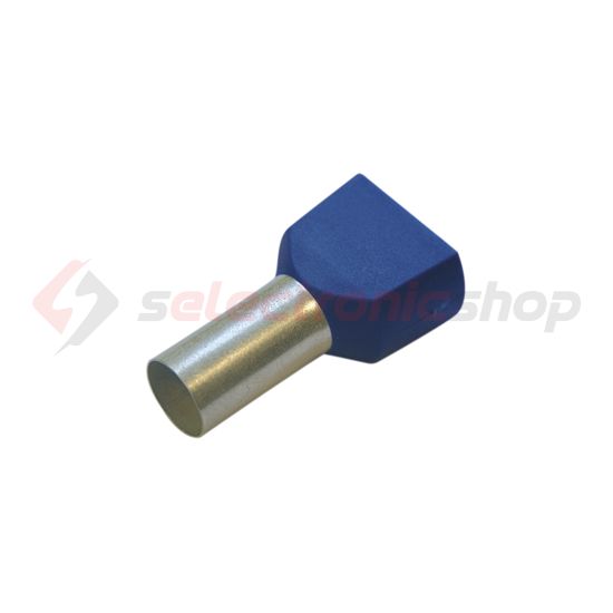 Érvéghüvely szigetelt iker 2x 2.5mm2 13mm kék TRACON - E16I
