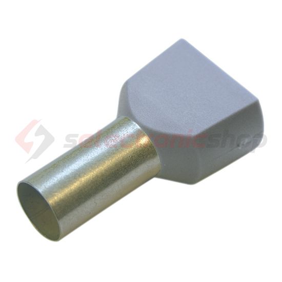 Érvéghüvely szigetelt iker 2x 4mm2 12mm szürke Haupa - 270796