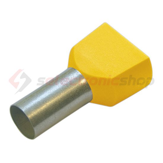 Érvéghüvely szigetelt iker 2x 6mm2 14mm sárga Haupa - 270797