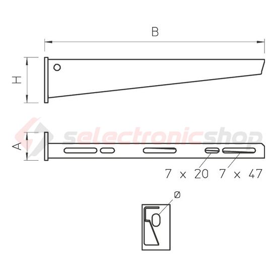 Fali-/oszlopkonzol fejlemezzel 410mm x merítetten horganyzott acél AW 15 41 FT OBO-BETTERMANN - 6420745