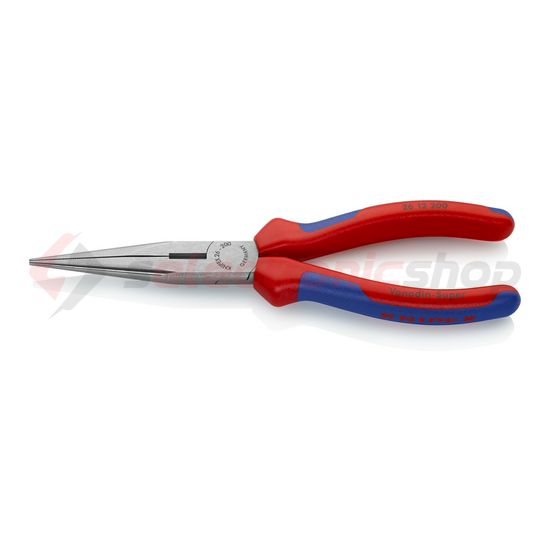 Fél-kerek csőrű (gólyacsőr) fogó 61HRC vágóéllel max.d3,2/2,26mm piros-kék 200mm-hossz KNIPEX - 2612200