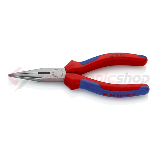 Fél-kerek csőrű (rádió) fogó 61HRC vágóéllel max.d2,5/1,6mm piros-kék 160mm-hossz KNIPEX - 2502160