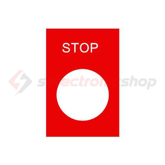 Felirati tábla darukapcsolóhoz STOP piros négyszögletes-forma 30mm-sz 40mm-ma ZB2 Schneider - ZB2BY2304