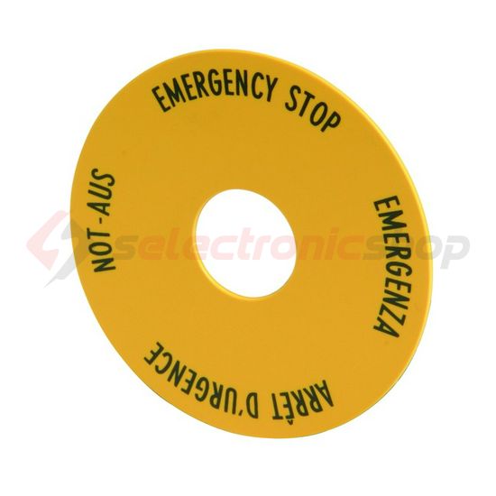 Felirati tábla vészgombhoz sárga kerek-forma 90mm-sz 90mm-ma 90mm-külsőátmérő M22-XAK1 EATON - 216465