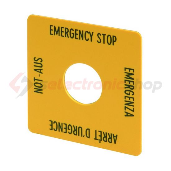 Felirati tábla vészgombhoz sárga négyzetes-forma 50mm-sz 50mm-ma M22-XYK1 EATON - 216484