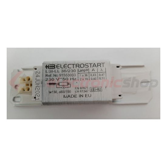 Fénycső előtét 36W hagyományos 230V T26 impregnált-ház I-osztály L 36 LSI LL Electrostart - L36