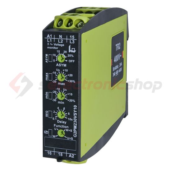 Feszültségfigyelő relé 3F motorhoz aszimmetria/kiesés/sorrend 5A/250V  GAMMA G2PM400VSY10 Tele-Ha - 2390500