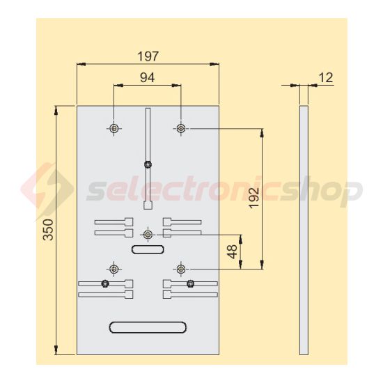 Fogyasztásmérő alátéttábla 3fázisú mérőhöz 63A 350mmx 197mmx szürke TL 3F Z.U.P. Emiter - 9172035