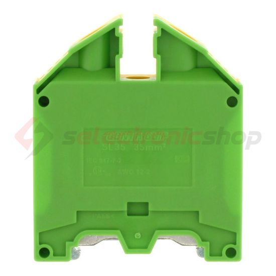 Földelő sorkapocs TS35 1-szintes 2,5-35mm2 zöld-sárga csavaros csavaros SL 35/35 GNYE CONTA-CLIP - 1199.2