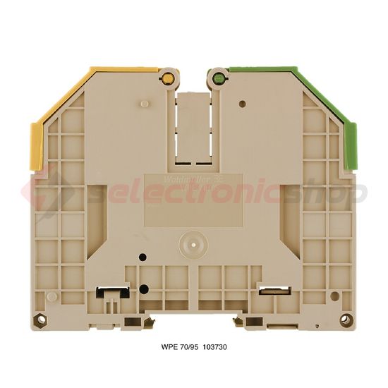 Földelő sorkapocs TS35 zöld/sárga csavaros DIN (kalap)sín 35mm WPE 70/95 Weidmüller - 1037300000