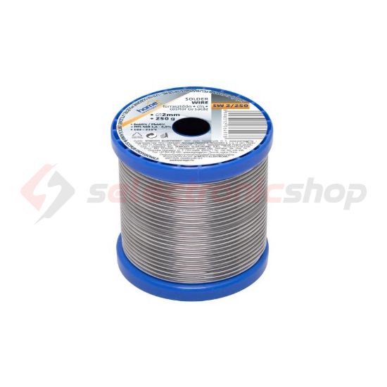 Forrasztóón 2mm-átmérő ón/ólom 2%-folyasztó 60%-ón 250g SW 2/250 SMA - SW2/250