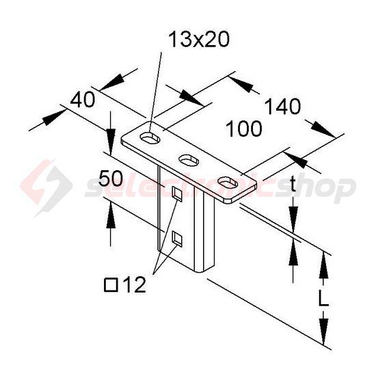 Függesztő fejlemez csavaros fejelem U-profil-hoz 90° merítetten horganyzott acél KU 50 Niedax - 4013339191901