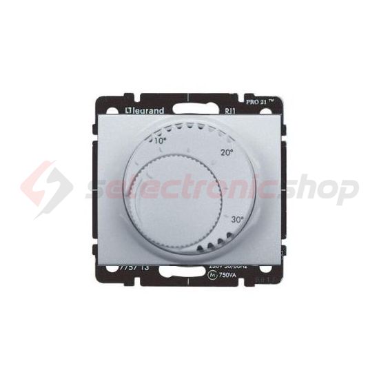 Galea szobatermosztát analóg standard betét 5-30°C 5A 230V süllyesztett alumínium LEGRAND - 775685