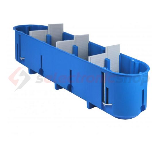 Gipszkarton szerelvénydoboz 4-es ovális 68mmx 280mmx 65mm-átmérő kék műanyag P4x60D SIMET - 32097203