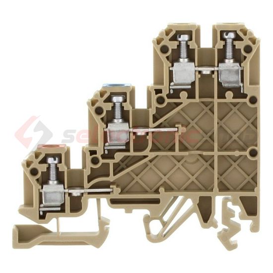 Háromszintes sorkapocs 2,5mm2 TS32/35 24A 250V csavaros bézs IK2,5BG CONTA-CLIP - 1260.2