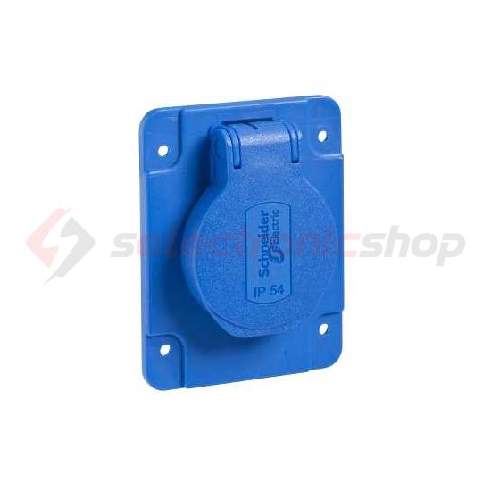 Háztartási dugalj beépíthető 2P+E 16A 3P 250V műanyag kék egyenes csavaros IP54 PratiKa Schneider - PKS61B