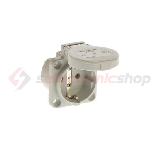 Háztartási dugalj beépíthető 2P+E +csapófedél 16A 3P 250V műanyag 50x50mm szürke IP54 S-Nova PCE - 105-0g