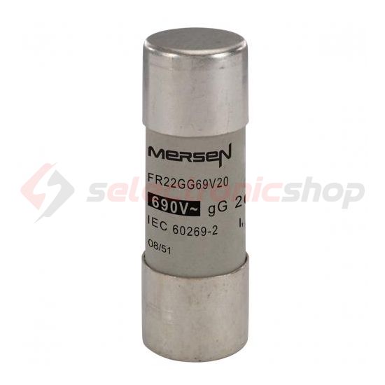 Hengeres biztosítóbetét gG 22x58mm 20A AC690V FR22GG69V20 MERSEN - P211038J (782020)