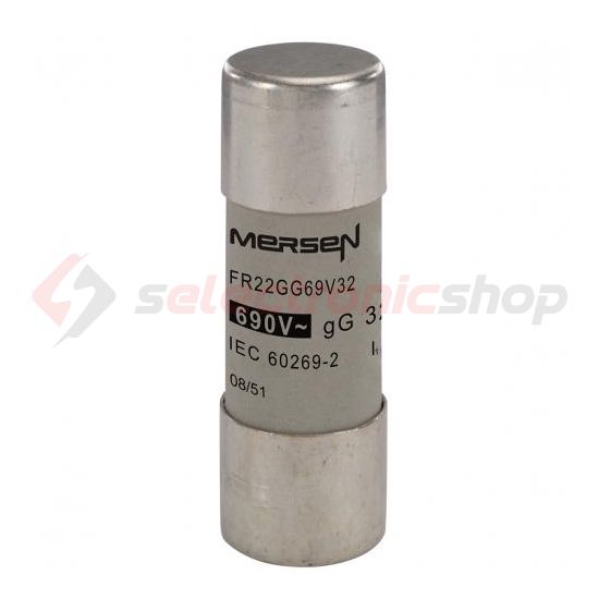 Hengeres biztosítóbetét gG 22x58mm 32A AC690V FR22GG69V32 MERSEN - F212594J (782032)