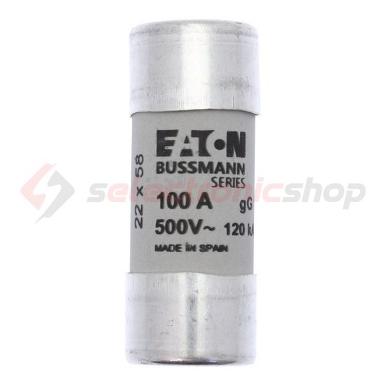 Hengeres biztosítóbetét gG gL/gG 22x58mm 100A 500V AC Bussmann EATON - C22G100