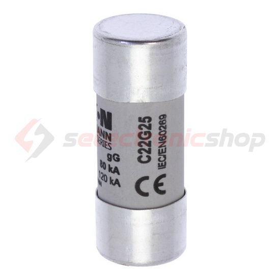 Hengeres biztosítóbetét gG gL/gG 22x58mm 25A 690V AC Bussmann EATON - C22G25