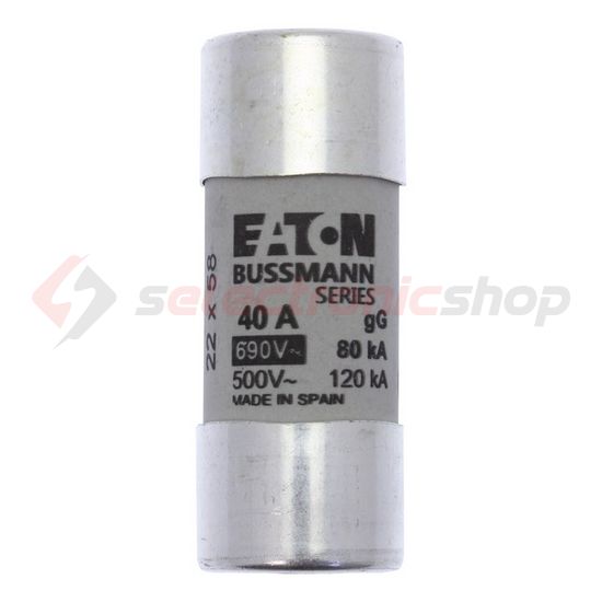 Hengeres biztosítóbetét gG gL/gG 22x58mm 40A 690V AC Bussmann EATON - C22G40