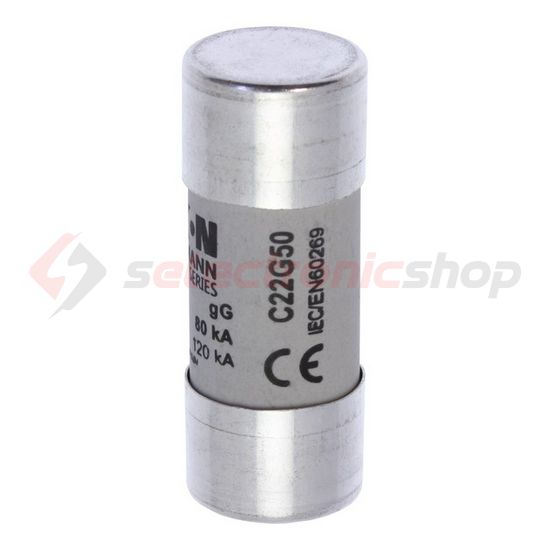 Hengeres biztosítóbetét gG gL/gG 22x58mm 50A 690V AC Bussmann EATON - C22G50