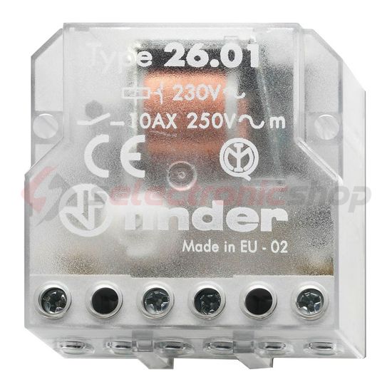 Impulzusrelé 10A 230V AC-műk. 50Hz 800W/izzó 400VA/fcső 1z 26.01.8.230.0000 FINDER - 260182300000