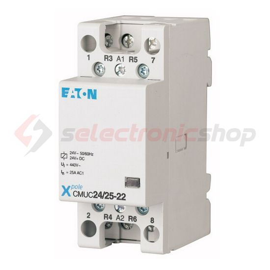 Installációs kontaktor sorolható 25A 24V AC/DC 4-z 440V AC/DC-műk 2mod CMUC24/25-40 EATON - 137308