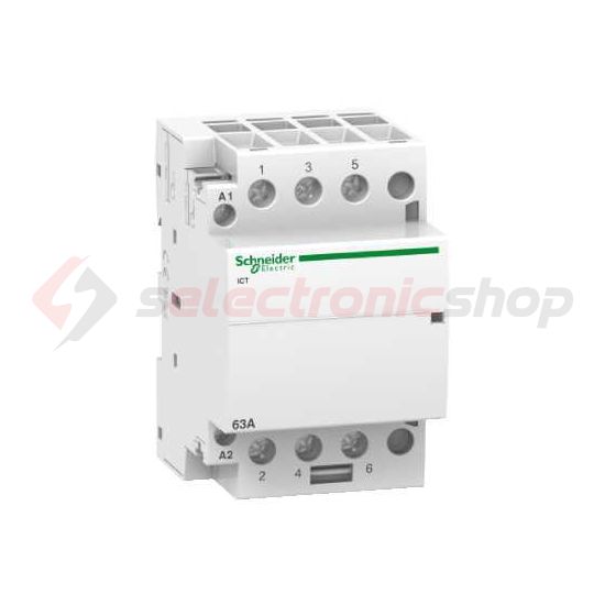 Installációs kontaktor sorolható 63A 400V AC 3-z 220-240V AC-műk 3mod Acti9 iCT Schneider - A9C20863