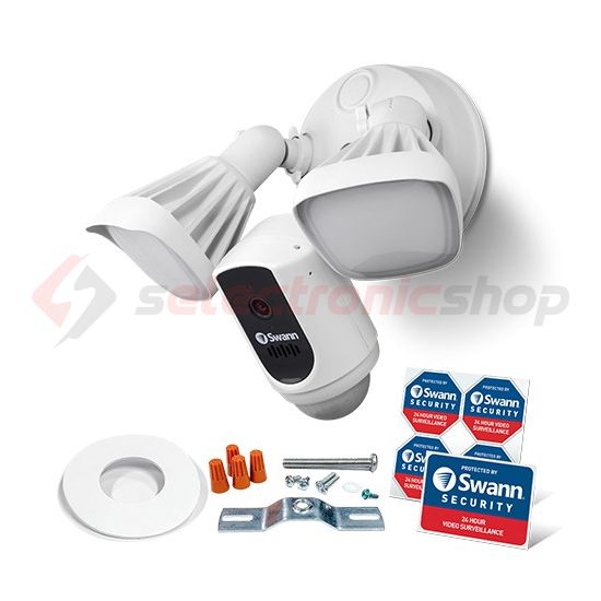 IP dómkamera WiFi FHD 2400lmLED 125°PIR 2irányú hang sziréna fix fókusz 2Mp kültéri fali Swann - SWIFI-FLOCAM2W